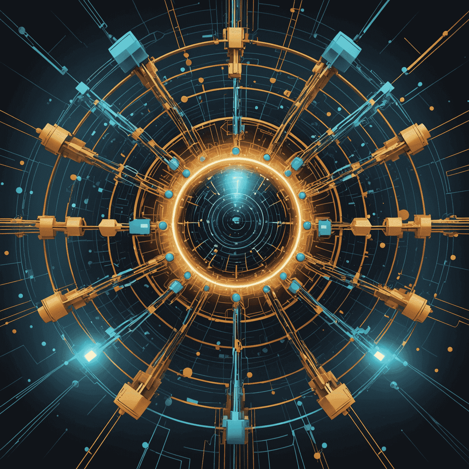 An abstract illustration depicting the complex world of quantum computing, with qubits, quantum circuits, and entanglement visualized in an engaging and futuristic style.