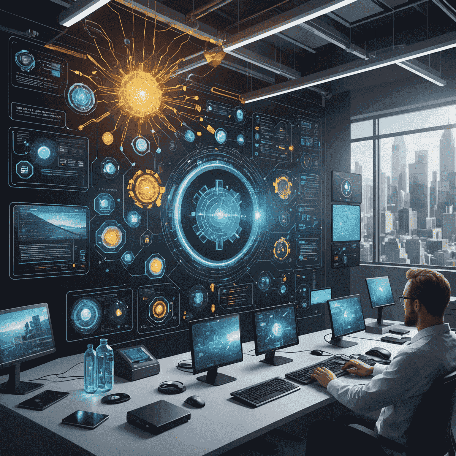 Illustration showcasing various industries and applications where quantum computing is expected to have a significant impact, such as healthcare, finance, logistics, and cybersecurity.