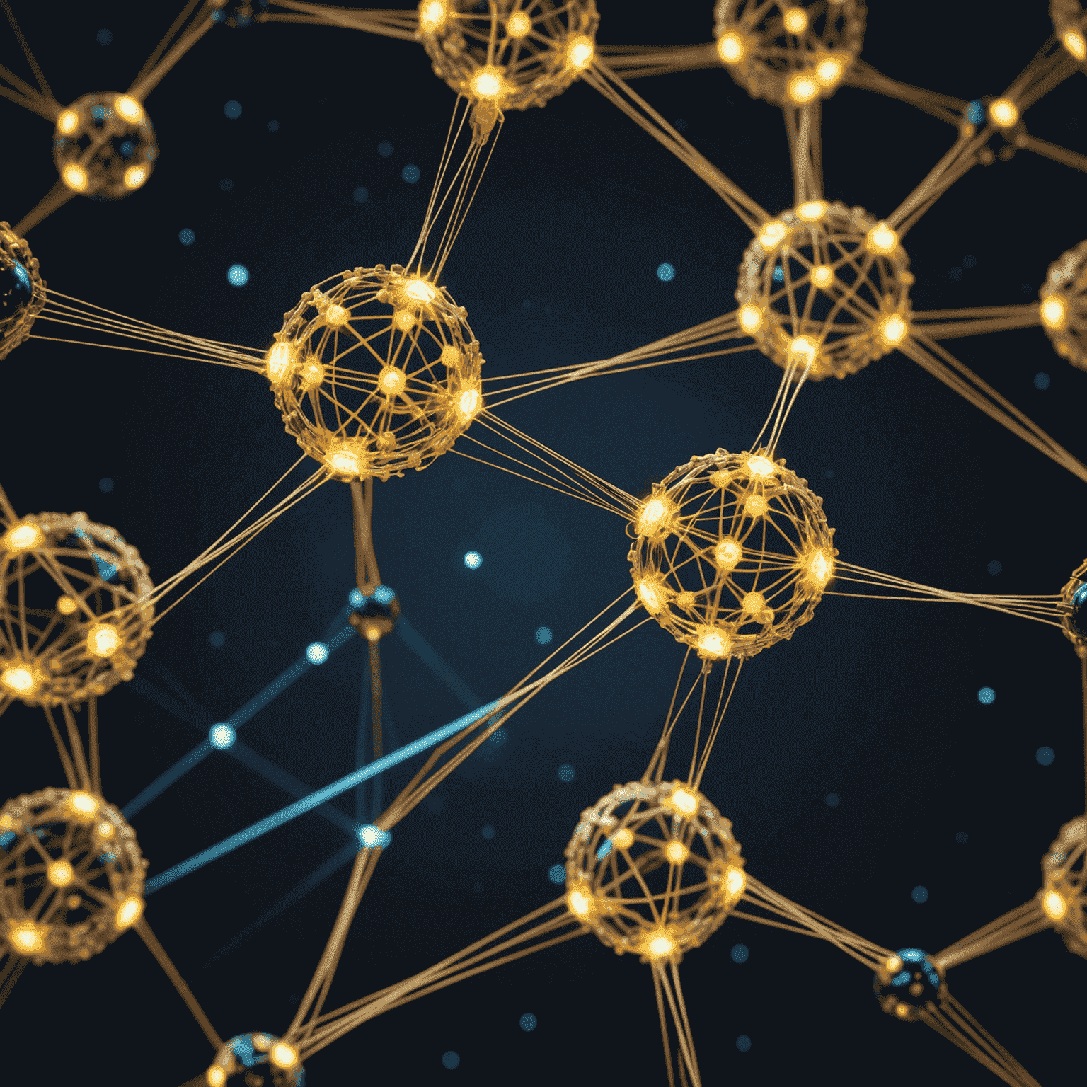 Abstract visualization of a quantum algorithm, with qubits represented as glowing spheres connected by pulsing lines, suggesting the flow and manipulation of quantum information