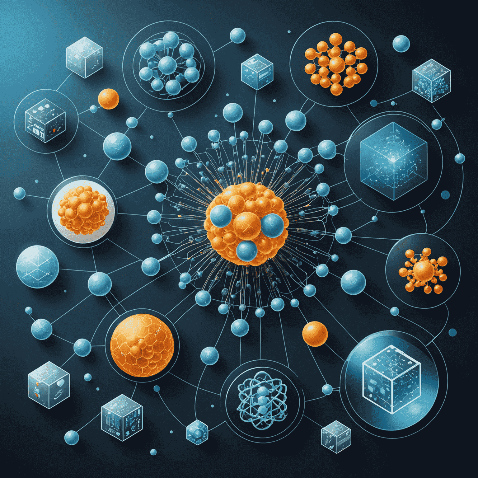 Illustration of quantum computing applications in healthcare, such as drug discovery and personalized medicine