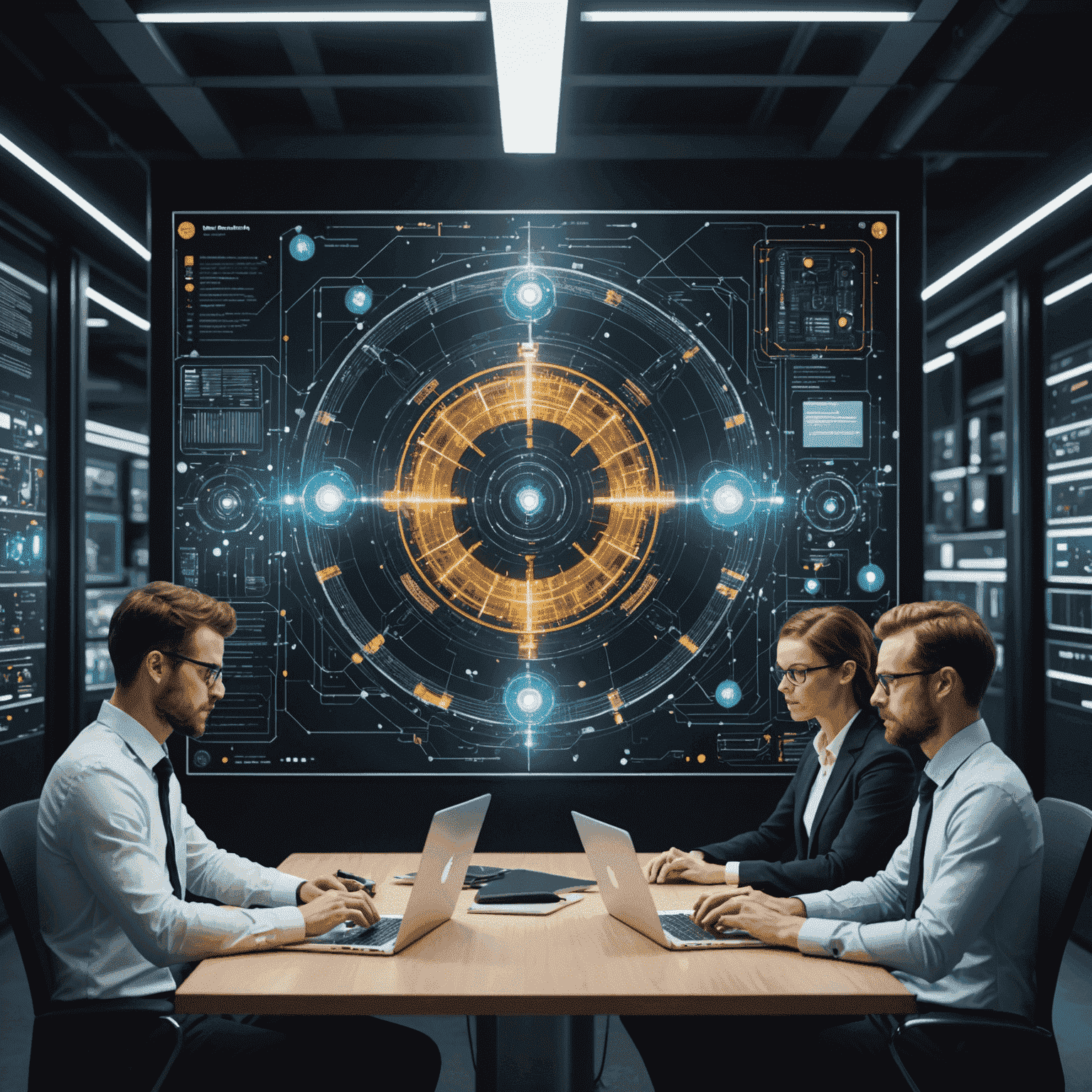 IT professionals working on integrating quantum computing technology into an existing company's IT systems and workflows.